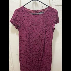 Burgundy eyelet/lace dress